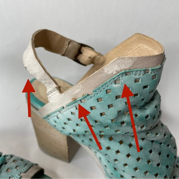 Unity in Diversity Laser Cut Leather Slouchy Sling Back Block Heel Sandal - Picture 6 of 12